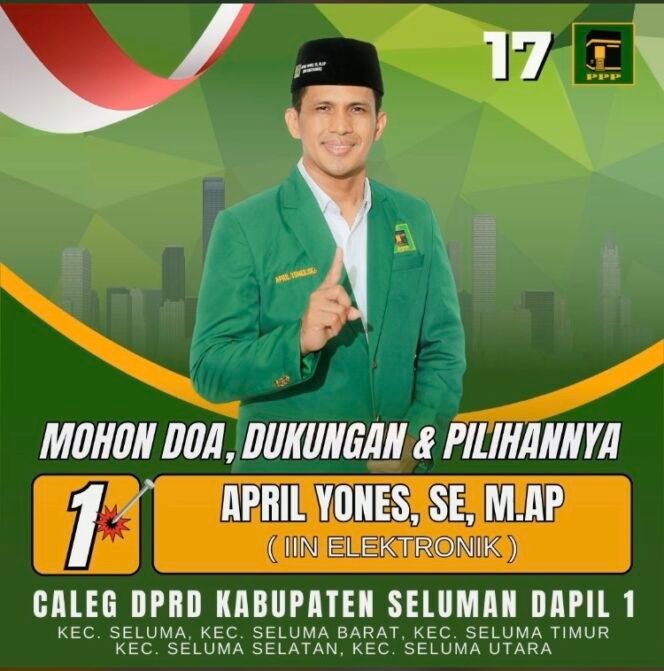 
 April Yones SE. M.AP calon menjadi caleg DPRD Kabupaten Seluma Dapil 1 Seluma, Seluma Utara, Seluma Barat, Seluma Timur, dan Seluma Selatan. (Doc:Tw07)